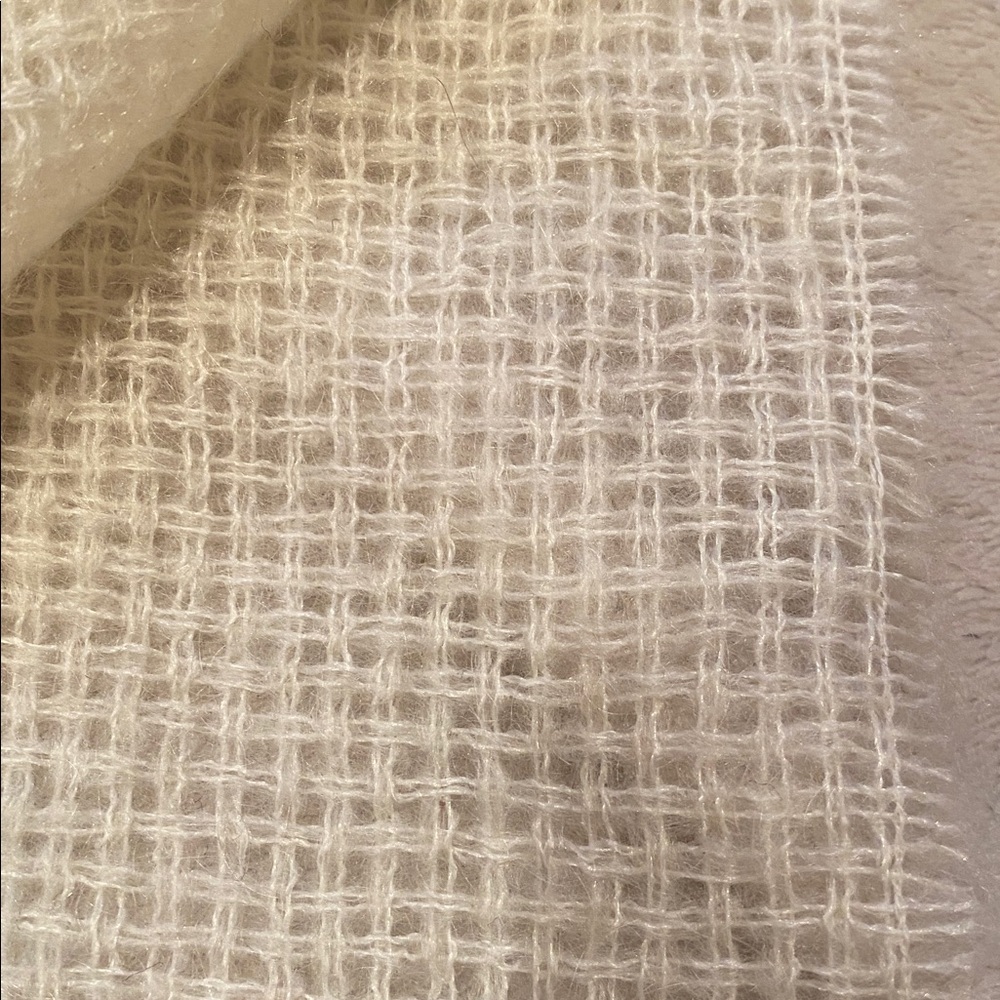 J Crew long scarf ivory basket weave wool mohair acrylic blend 13 x 76 - Picture 8 of 9